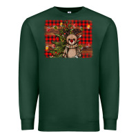 Sports Green reindeer trees background Premium Sweatshirt - AdoDesignShop