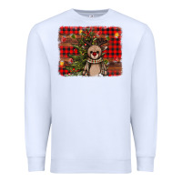 White reindeer trees background Premium Sweatshirt - AdoDesignShop