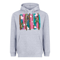 Heather Grey v.d turquoise leopard and flowers  brushstrokes Heavyweight Hoodie - AdoDesignShop