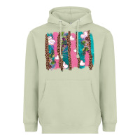 Matcha v.d turquoise leopard and flowers  brushstrokes Heavyweight Hoodie - AdoDesignShop