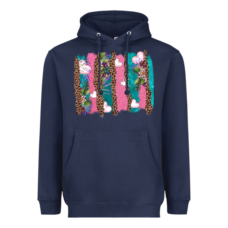 V.d Turquoise Leopard And Flowers  Brushstrokes Heavyweight Hoodie by AdoDesignShop | Teevron