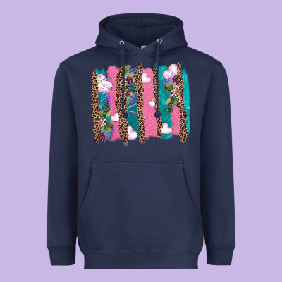 V.d Turquoise Leopard And Flowers  Brushstrokes Heavyweight Hoodie Designed By Adodesignshop