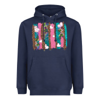 Navy v.d turquoise leopard and flowers  brushstrokes Heavyweight Hoodie - AdoDesignShop