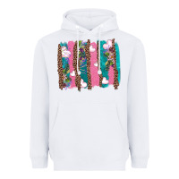 White v.d turquoise leopard and flowers  brushstrokes Heavyweight Hoodie - AdoDesignShop