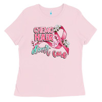 Bubblegum Pink chemo hair dont care Ladies Tee - CowGirlArtShop