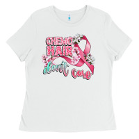 White chemo hair dont care Ladies Tee - CowGirlArtShop