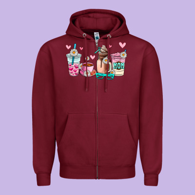 Mom Coffee Cup Zipper Hoodie Designed By Adodesignshop