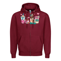 Burgundy mom coffee cup Zipper Hoodie - AdoDesignShop