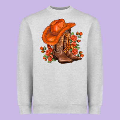Orange  Cowgirl  And Roses Heavyweight Sweatshirt Designed By Adodesignshop