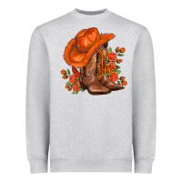 Heather Grey orange  cowgirl  and roses Heavyweight Sweatshirt - AdoDesignShop