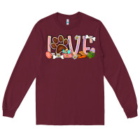 Burgundy Easter love dog paw Long Sleeve Tee - BundleAndBundleShop