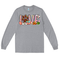 Heather Grey Easter love dog paw Long Sleeve Tee - BundleAndBundleShop