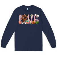 Navy Easter love dog paw Long Sleeve Tee - BundleAndBundleShop