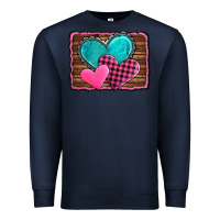 Navy valentine's day hearts turquoise heart Premium Sweatshirt - AdoDesignShop