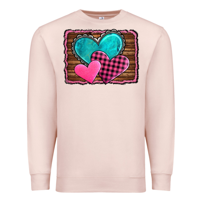 Valentine's Day Hearts Turquoise Heart Premium Sweatshirt by AdoDesignShop | Teevron