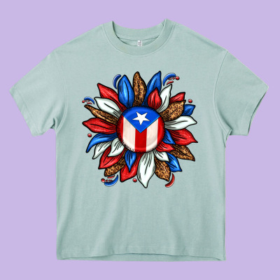 Puerto Rico Sunflower Heavy Core Tee Designed By Texasbilliewilder