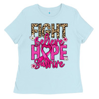 Baby Blue Fight believe hope survive Cancer Awareness Ladies Tee - HowdyJamesFarm