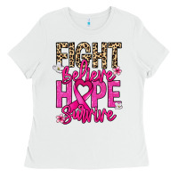 White Fight believe hope survive Cancer Awareness Ladies Tee - HowdyJamesFarm