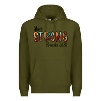 Army Green she is strong provebs Premium Hoodie - CowhideDigitalArt