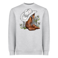 Heather Grey white  cowgirl  and roses Heavyweight Sweatshirt - AdoDesignShop