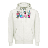 Oatmeal Heather hair stylist coffee cup Zipper Hoodie - AdoDesignShop