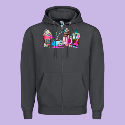 Hair Stylist Coffee Cup Zipper Hoodie Designed By Adodesignshop