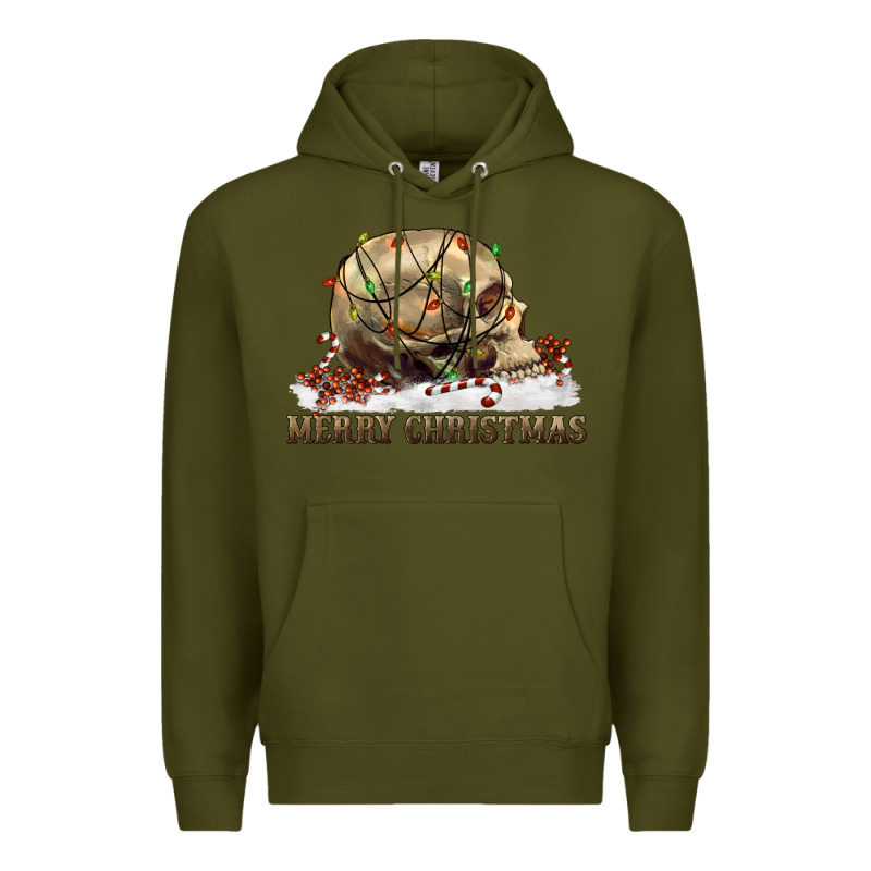 Merry Christmas Skull Premium Hoodie by RanaPortraitStore | Teevron