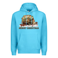 Ocean Blue Merry christmas skull Premium Hoodie - RanaPortraitStore