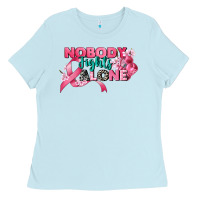 Baby Blue nobody fights alone cancer awareness Ladies Tee - CowGirlArtShop