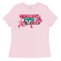 Bubblegum Pink nobody fights alone cancer awareness Ladies Tee - CowGirlArtShop