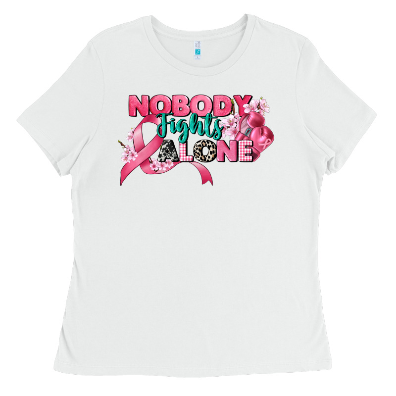 Nobody Fights Alone Cancer Awareness Ladies Tee by CowGirlArtShop | Teevron