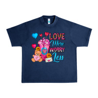 Navy Love More Worry Less Valentines Day Cold Drink Urban Heavy Tee - FaDigitalArtStudio
