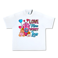 White Love More Worry Less Valentines Day Cold Drink Urban Heavy Tee - FaDigitalArtStudio