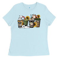 Baby Blue cowhide coffee cup Ladies Tee - HowdyJamesFarm