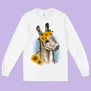 Sunflower Baby Donkey Long Sleeve Tee Designed By Ranaportraitstore