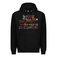 Black happy hallothanksmas Premium Hoodie - SublimationCraftShop