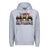 Heather Grey happy hallothanksmas Premium Hoodie - SublimationCraftShop