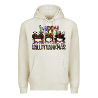 Oatmeal Heather happy hallothanksmas Premium Hoodie - SublimationCraftShop