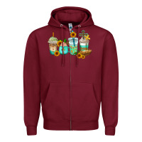 Burgundy jesus coffee cups Zipper Hoodie - AdoDesignShop