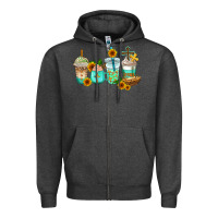 Charcoal Heather jesus coffee cups Zipper Hoodie - AdoDesignShop
