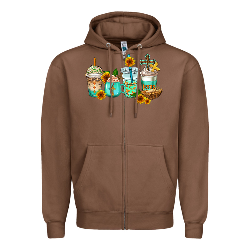 Jesus Coffee Cups Zipper Hoodie by AdoDesignShop | Teevron