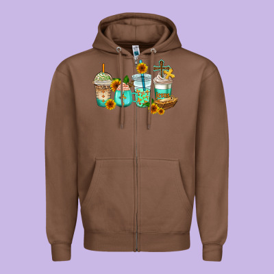 Jesus Coffee Cups Zipper Hoodie Designed By Adodesignshop
