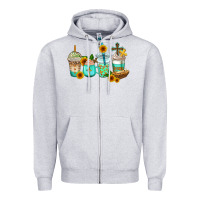 Heather Grey jesus coffee cups Zipper Hoodie - AdoDesignShop