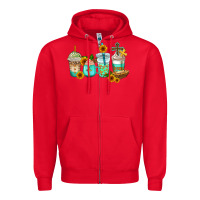Red jesus coffee cups Zipper Hoodie - AdoDesignShop