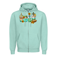 Seafoam jesus coffee cups Zipper Hoodie - AdoDesignShop