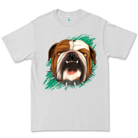 Dove Grey Bulldog Green glitter Premium Tee - Jasminsmagicworld