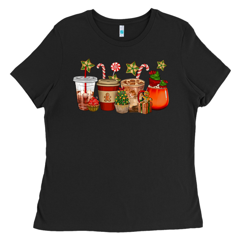 Christmas Cup Cakes Coffee Cups Ladies Tee by CowGirlArtShop | Teevron