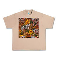Burro Western Spotted Pig With Sunflowers Seamless Urban Heavy Tee - FaDigitalArtStudio