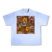Grape Ice Western Spotted Pig With Sunflowers Seamless Urban Heavy Tee - FaDigitalArtStudio