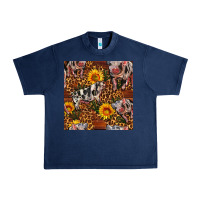 Navy Western Spotted Pig With Sunflowers Seamless Urban Heavy Tee - FaDigitalArtStudio
